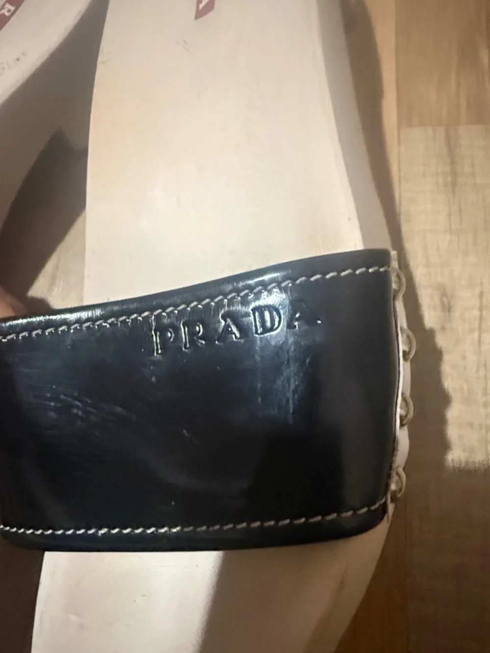 Prada Black and White Slide Mules - Picture 2 of 7